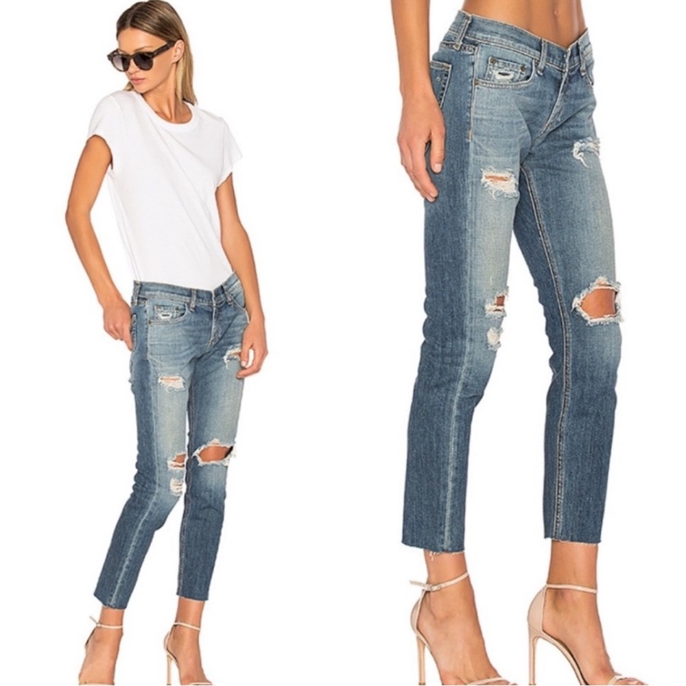 Rag & Bone Distressed Dre Capri Jeans 32